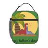 Cartoon Cute Dinosaur Couple Watching Sunset Insulated Lunch Bag for Women Children Portable Food Boxes Thermal Lunch Box Tote