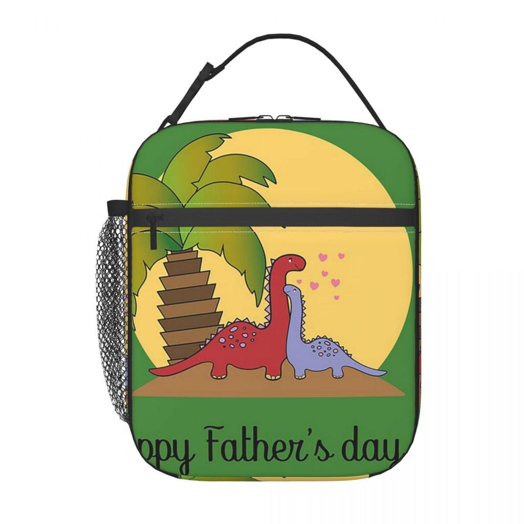 Cartoon Cute Dinosaur Couple Watching Sunset Insulated Lunch Bag for Women Children Portable Food Boxes Thermal Lunch Box Tote