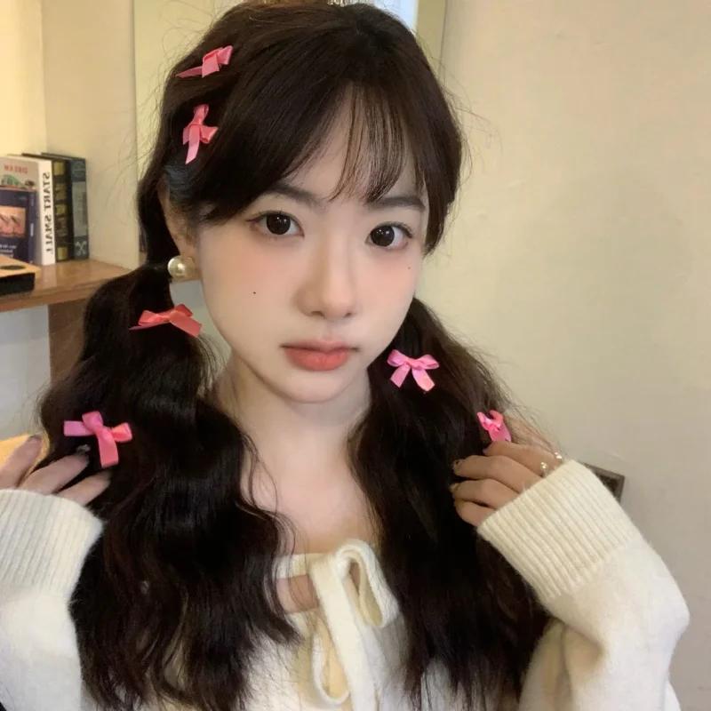 2026 Koreanische Süße Rosa Schleife Haarnadel Mädchen Damen Y2K Haarspange Lolita Entenschnabel Clip Seitenclip Kopfschmuck Haarschmuck