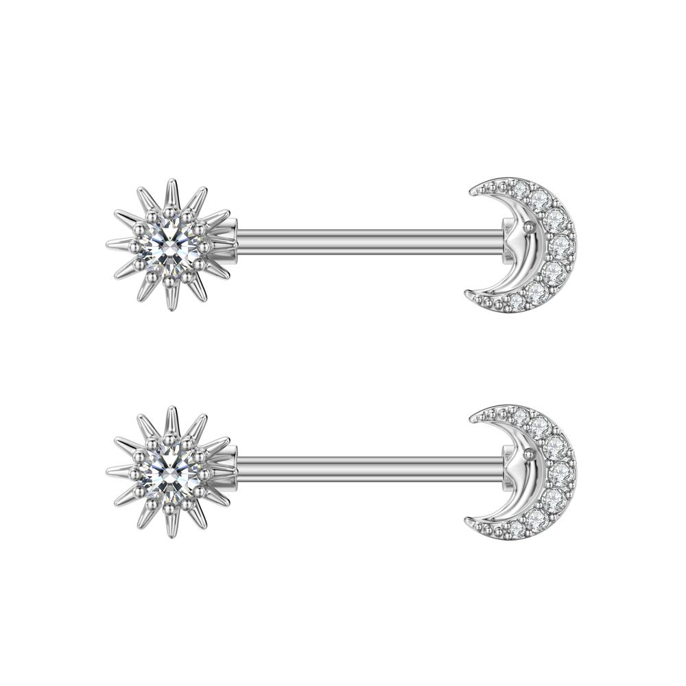2pcs Butterfly Nipple Piercings Rings 16mm Length Bar Barbell Steel Crystal Nipple Shield Cover Heart Flower Tongue Body Jewelry