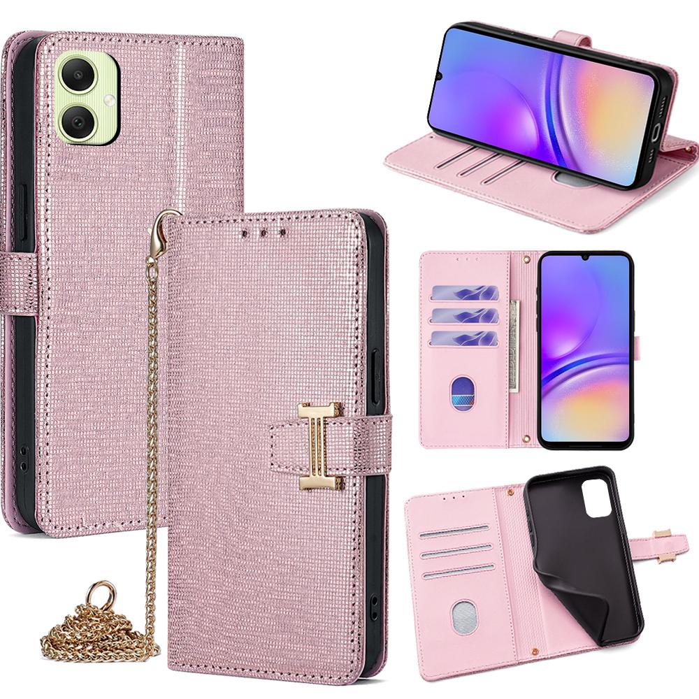 

Для Samsung Galaxy A05 4G Чехол-кошелек с пайетками из кожи через плечо Чехол для телефона Rose Gold