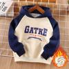 Childrens Velvet Hooded Sweater Letter Print Casual Warm Autumn Winter Kids Clothes