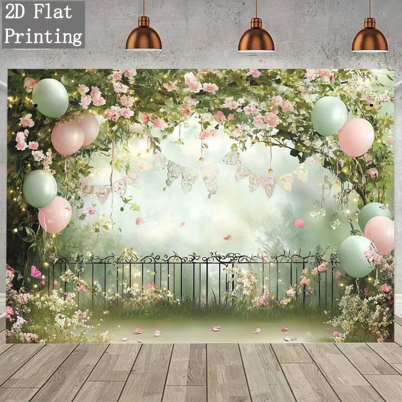 2D Romantic Forest Floral Backdrop for Wedding Photoshoot