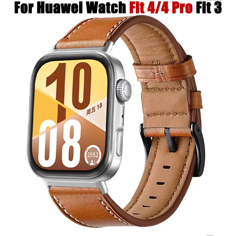 Retro kožený řemínek pro Huawei Watch Fit 4 Pro Bez mezer Náhradní náramek pro Huawei Watch Fit4 Fit3 Pás Correa