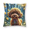 Cute Cavapoo Square Pillowcase Polyester Linen Velvet Printed Zip Decor Throw Pillow Case Home Cushion Cover