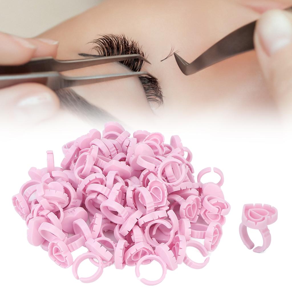 100pcs Disposable Lash Glue Holder Ring Cup Eyelash Extensions Quick Blossom Cups