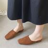 Fashion Summer Spring Fashion Square Toe Ladies Flats Slippers Luxury Flats Slippers Shoes For Women Mules Female Slides Sandals Shoes