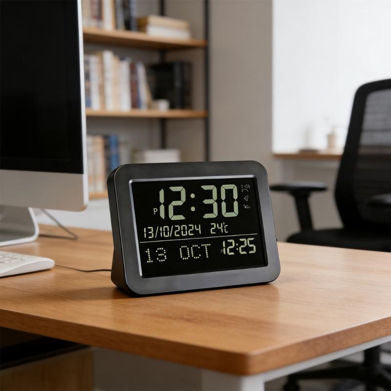 Square LCD Digital Clock Temperature Sensors Easy Operation Azan Clock For Home Office Desk Decoration Use