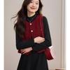 Women S Sleeveless Burgundy Tweed Vest Vintage Style Outerwear