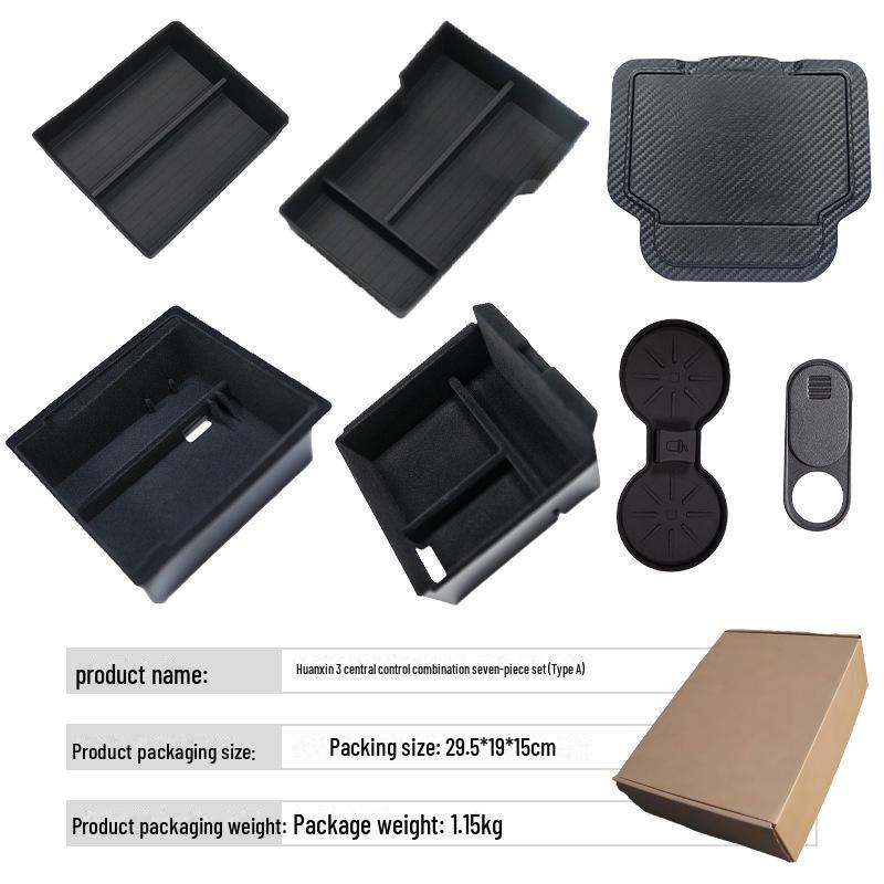 Flocking and cushion storage box for Tesla Model 3 center console/armrest. Ideal for organizing items inside your car.