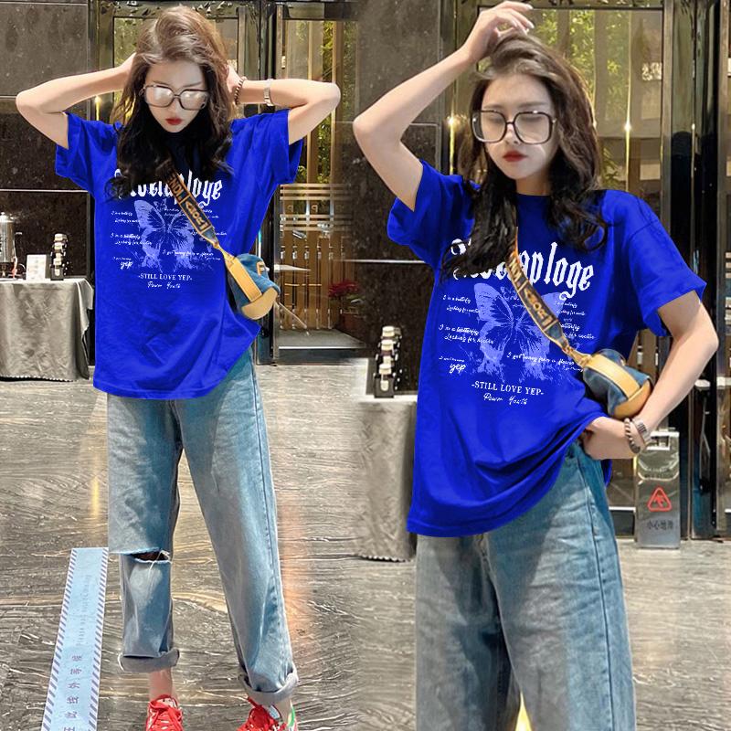 White inner cotton long loose short-sleeved T-shirt women's 2025 summer new large version top bottoming shirt M