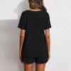 2026 Spring & Summer Women Knitted Jacquard Pajama Set, Short Sleeve & Shorts Two-piece Loungewear