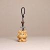 Golden Sandalwood Zodiac Animal Carving Keychain - Solid Wood Cultural Craft