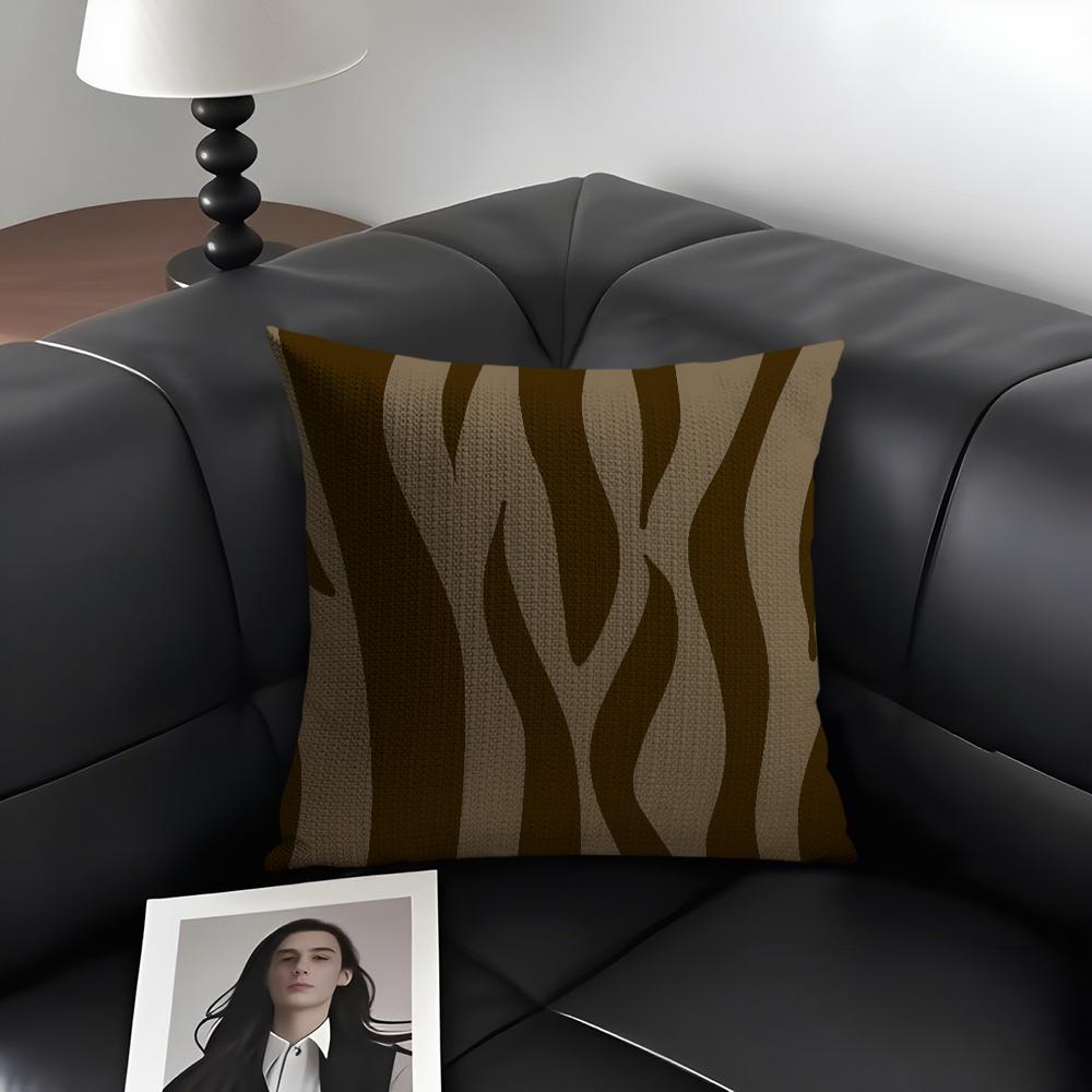 Zebra Pattern Fashion Cushion Cover Natural Linen Organic Fabric Double-Sided Printing Sofa Home Decor Gift Pillow Case