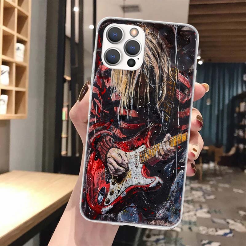 Retro Singer Kurt Cobain Soft Phone Case For iPhone 17 Air 16 16E 15 14 Plus 13 Mini 12 11 Pro Max X XR XS 7 8 + SE 2020 Pattern