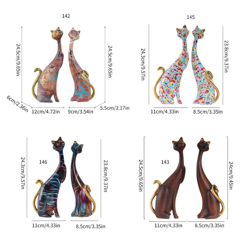 Figurky kočičího páru z pryskyřice Evropská malba Zvířecí sošky Domácí obývací pokoj Sběratelský ozdobný dekor předměty