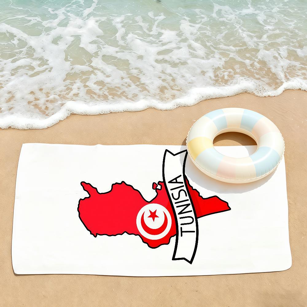 Bandiera Nazionale T-Tunisia Asciugamano Asciugatura Asciugamano da Bagno Applicabile a Nuoto Leggero Campeggio Yoga Spiaggia Fuori