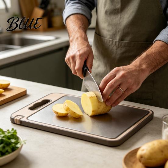 Non-porous Cutting Board Titanium with Built-In Knife Sharpener Garlic Grater & Juice Eco-friendly Groove Double-Sided Chopping Board Rust-Proof