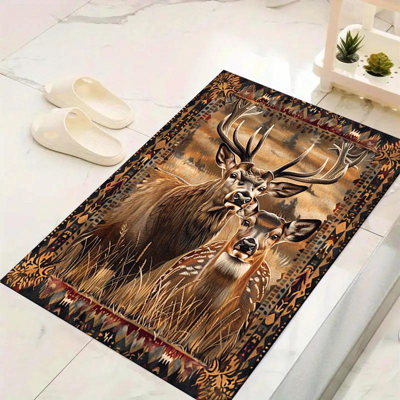Vintage Deer Carpet Rug for Living Room Bedroom Home Sofa Decoration,Kids Play Non-slip Floor Mat
