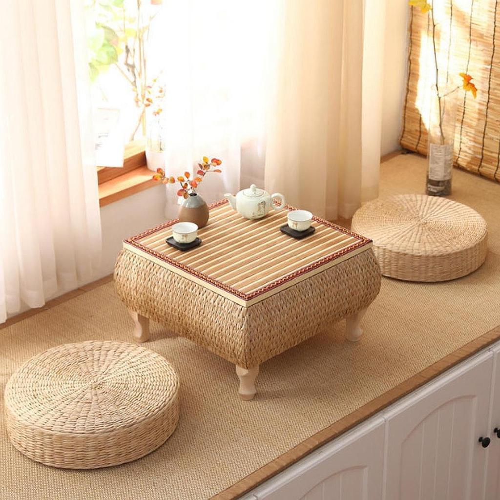 Rattan Coffee Table Japanese Floor Modern Decoration Vintage Design End Tatami Tea