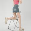 Classic Versatile Short Skirt High-waisted Double-button A-line Bustle Skirt Versatile Retro Package Hip Skirt Ladies Summer Fashion Denim Short Skirt
