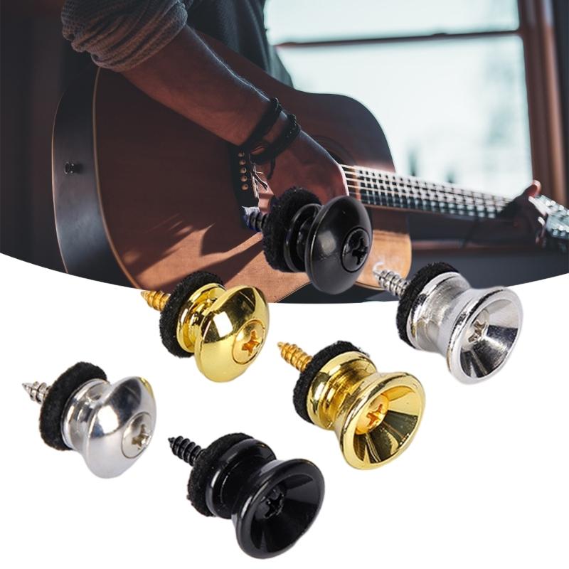 2Pcs/pack Guitar Strap Buttons End Pins with Mounting Screws and Felts Cushions Metal Guitar Strap Locks Strap Buttons