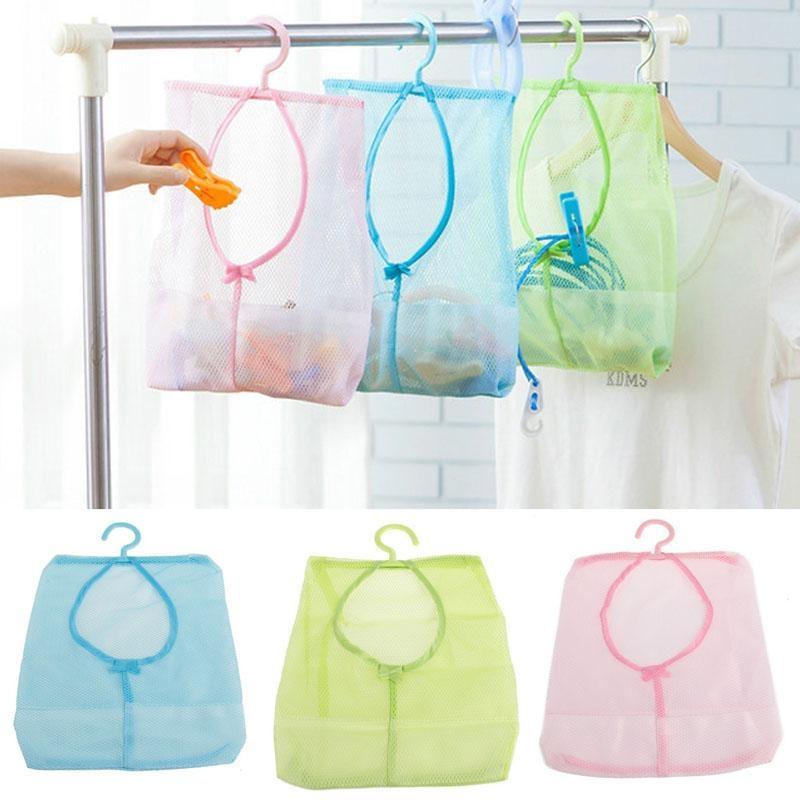 Kitchen Bathroom Hanging Storage Clothespin Hanging Mesh Bag Hook Organizer