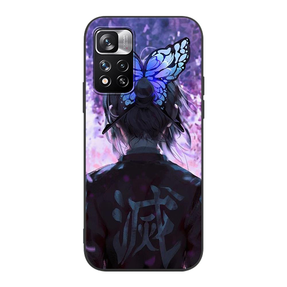 Demon Slayer Case for Xiaomi Redmi Note 9S 9 11 10 8 Pro 9C 9 K40 9A 7 8T 7A 9T Soft Silicone Coque Anime Black Phone Cover Fall