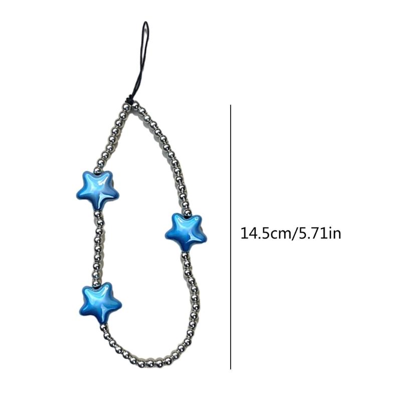 DIY Star Beaded Phone Chain Portable CellPhone Strap Lanyard Mobile Phone Pendant Decoration Exquisite Key Car Hangings