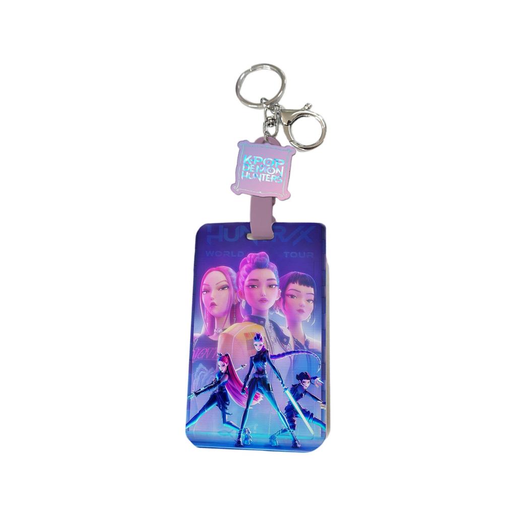 Push-pull Sliding Card Holder Acrylic Decorative Keychain Automatic Retractable Rope