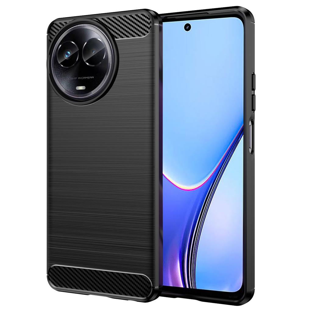 For Realme V50s 5G Case Shockproof Carbon Fiber Texture TPU Cell Phone Cover