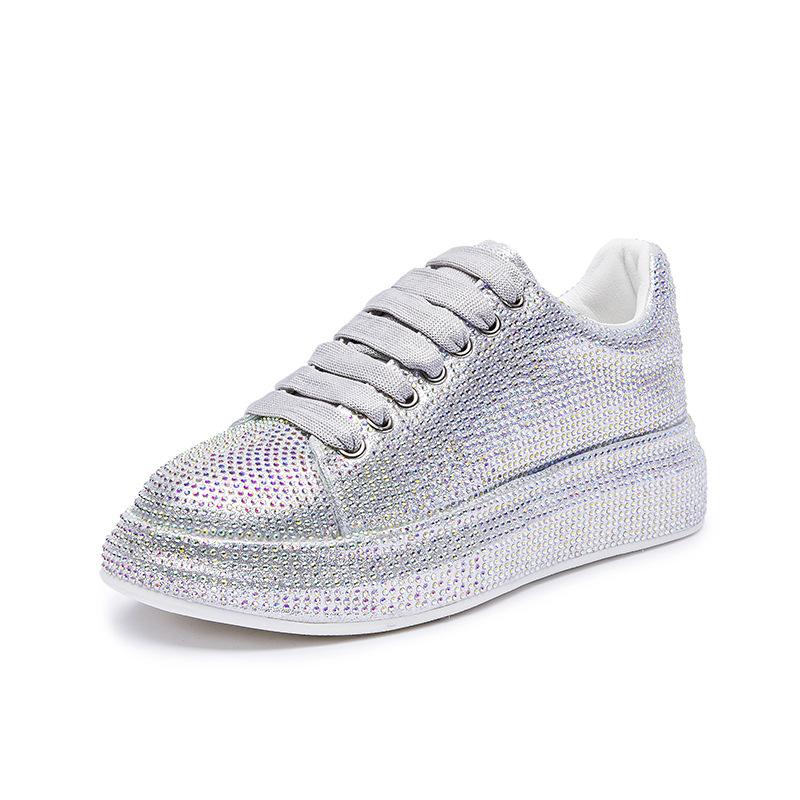Fashion High Top Spring Black Women Shoes New Style Fashion 9.5CM Platform Shoes Platforms Sneakers Tide Shine Bling Rhinestone Shoes