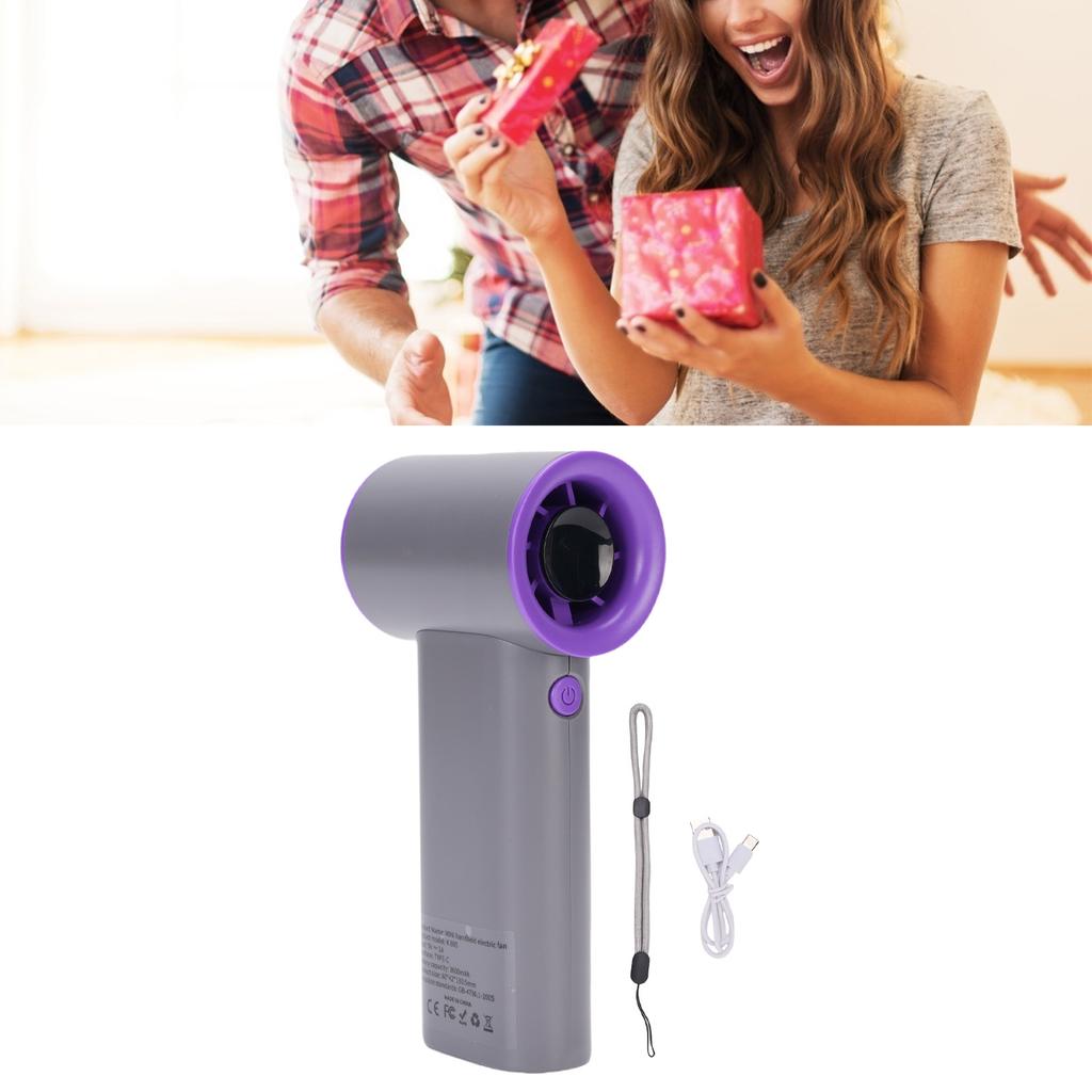 Portable Handheld Fan High Speed Stepless Digital Display USB Rechargeable Quiet Small Fan for Travel Camping
