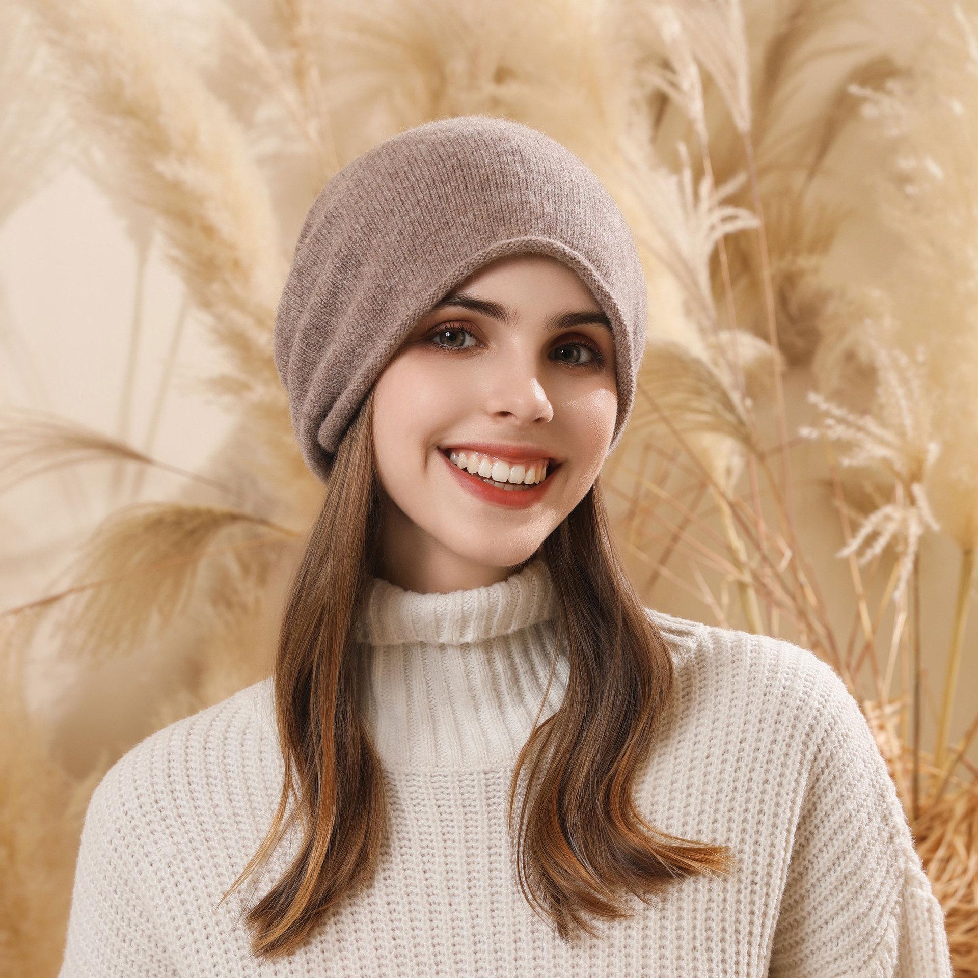 

Autumn and winter new hat women s warm ear protection big head circumference cold hat knitted wool pullover hat One Size