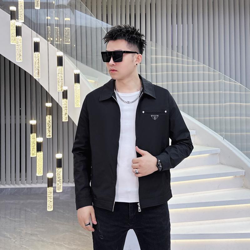 2024 Autumn Men s Korean Style Lapel Badge Fashion Jacket 5XL чёрный