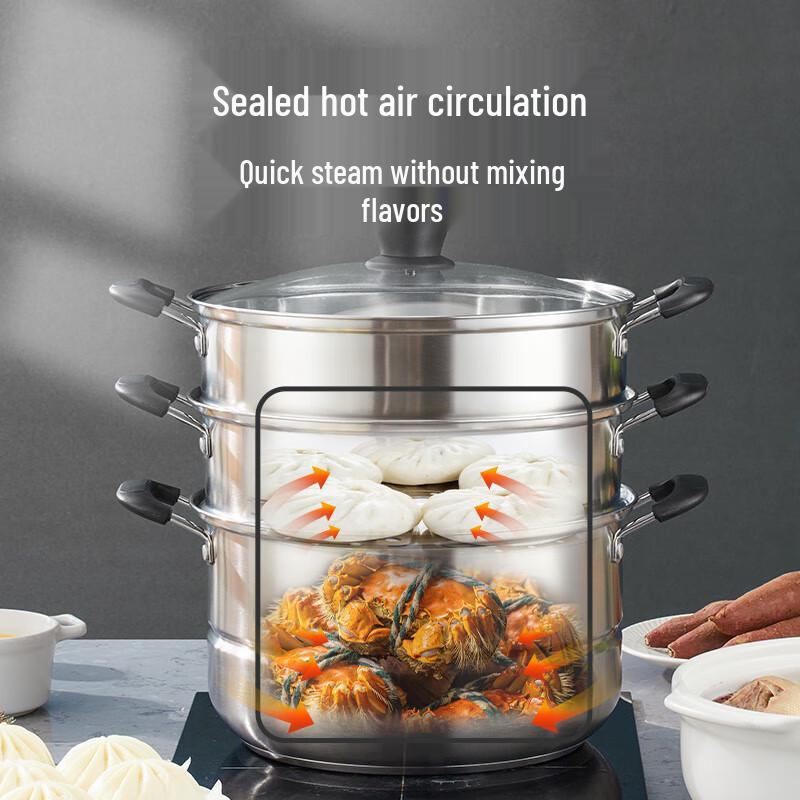 HuiXun 304 Edelstahl Mehrschichtiger Dampfkochtopf