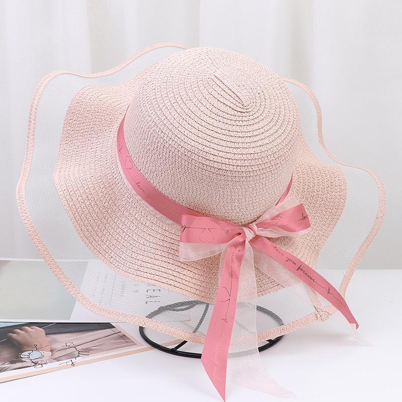 Summer Big Eaves Sunshade Straw Hat Korean Version Face Covering Seaside Vacation Sun Hat Foldable Temperament Spring and Summer Sunscreen Hat Women