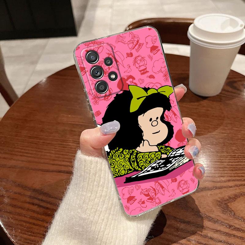 Clear Case For Samsung Galaxy A57 A37 A56 5G A36 Cases A55 A54 A35 A26 A07 A17 A16 A06 A34 A15 Soft Cover Mafalda Cartoon Girl
