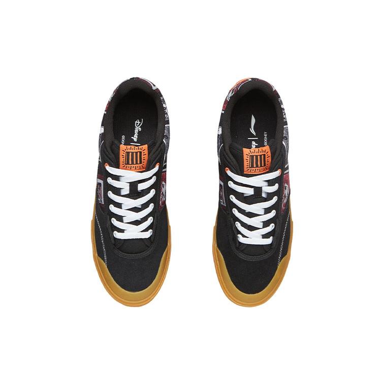 Disney x Li Ning 50/50 Keith Haring Slip Resistant Abrasion Resistant Low top Skateboard Shoes Men's Black AECR049-2