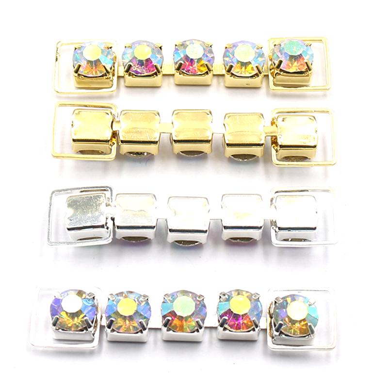 New 10Pcs13 * 55MM Single Row Fully Transparent Rhinestone Bikini Connection Button Swimsuit Bikini Decorative Metal