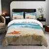 Ocean Theme Quilt Cover Three-Piece Beach Shell 3D Digital Printing Quilt Cover Pillowcase