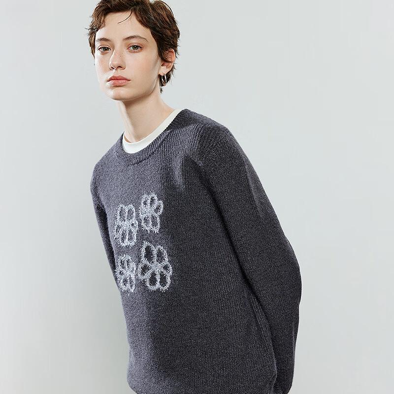 Chuyu Women's Retro Floral Jacquard Round Neck Sweater