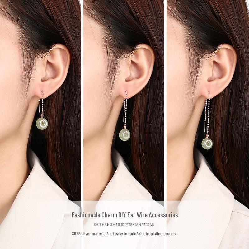 

Jade Donut Peace Buckle 18k Gold Earrings with Sterling Silver Ear Hooks 925 Silver