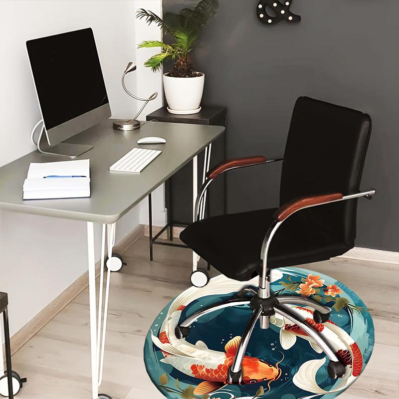 

1pc Office Carpet Chair Mats Koi Fish Pond with Flowers Perfect for Decorating Office Chairs, Living Rooms, Or Bedrooms.YDT262 80cm by 80cm