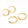 Gold-Plated Stainless Steel Round Earrings - European & American Fashion, Simple Hollow Circle Design
