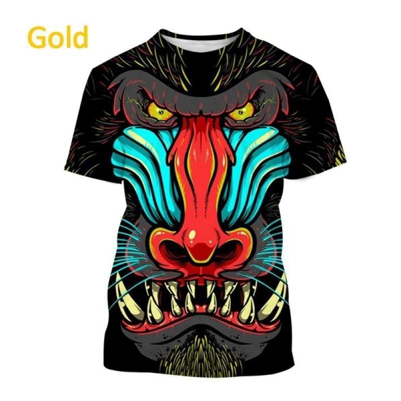 Cool 3D Gorilla Print Short Sleeve T-Shirt, Tribal Style, Great for Casual Wear.