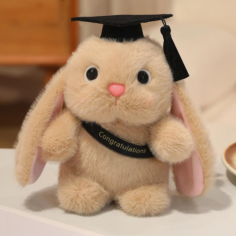 18cm Lop Kaninchen Arzt Bachelor Plüschtier Abschluss Weiß Braun Cartoon Tier Stofftier Maskottchen Souvenir Klassenkamerad Geschenk 18cm