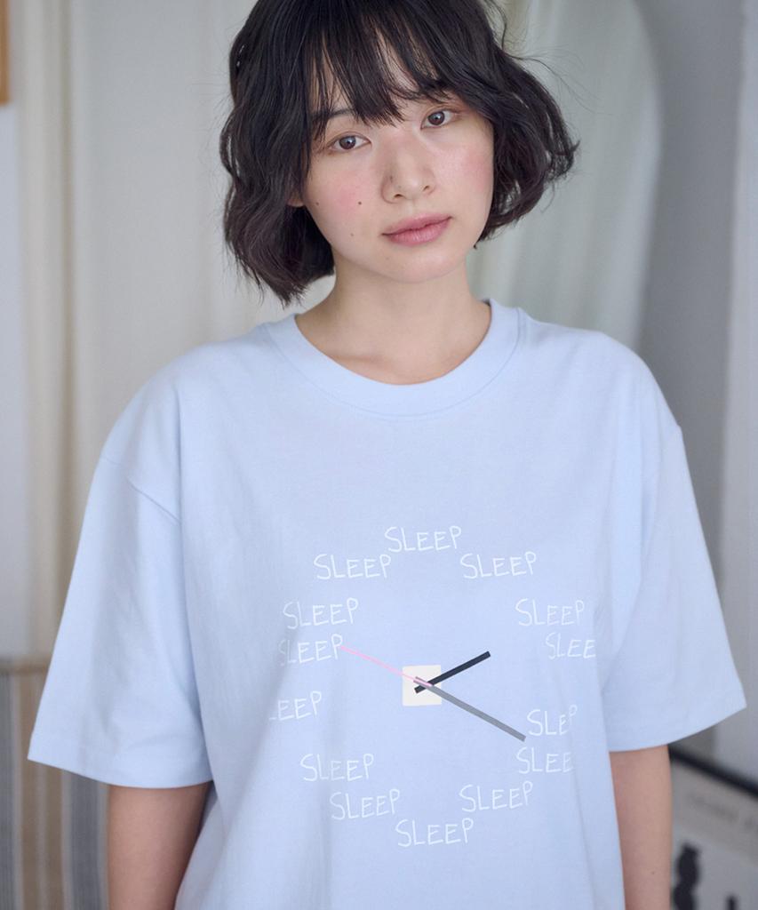 AMBLER Sleep Clock Graphic Short Sleeve T-Shirt As1319 (Blue)