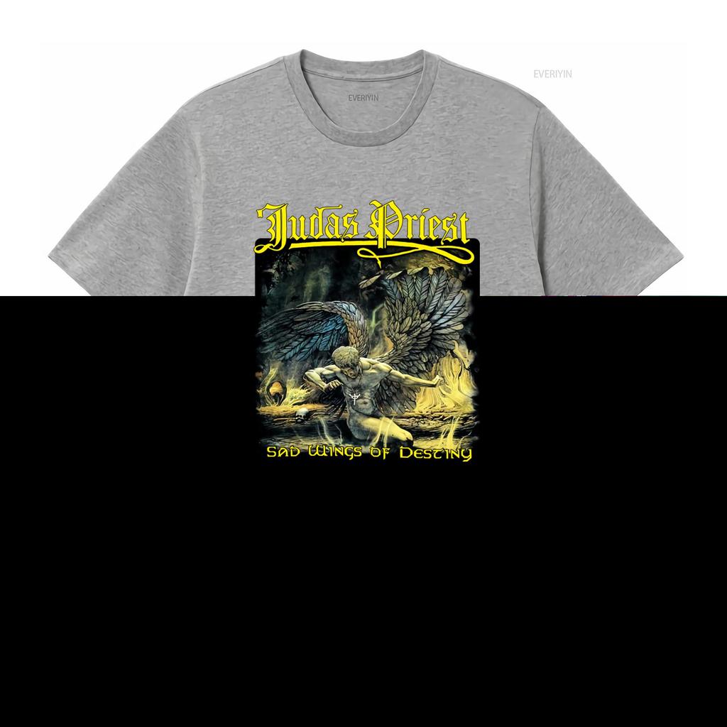 Judas Priest Sad Wings Heavy Metal Band T Shirt Rock Music Print vintage Washed Stylish graphic Comfortable homme Unisex