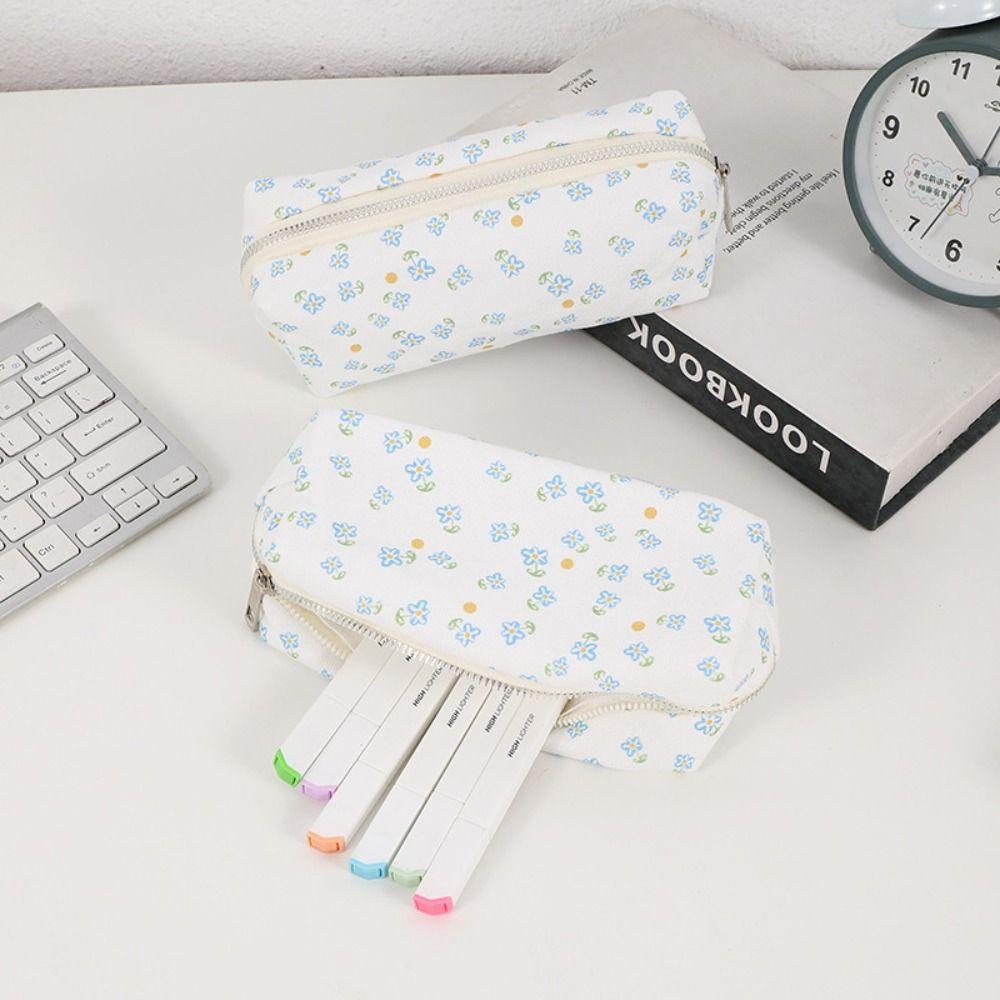 Floral Print Pen Bag Multifunctional Pencil Case INS Stationery Bag  Students